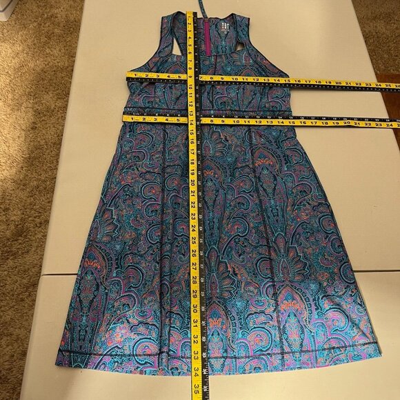 Title Nine Dress 6 Blue Purple Trouble Nimblene Paisley Built In Bra Zip Sheath - Picture 2 of 14